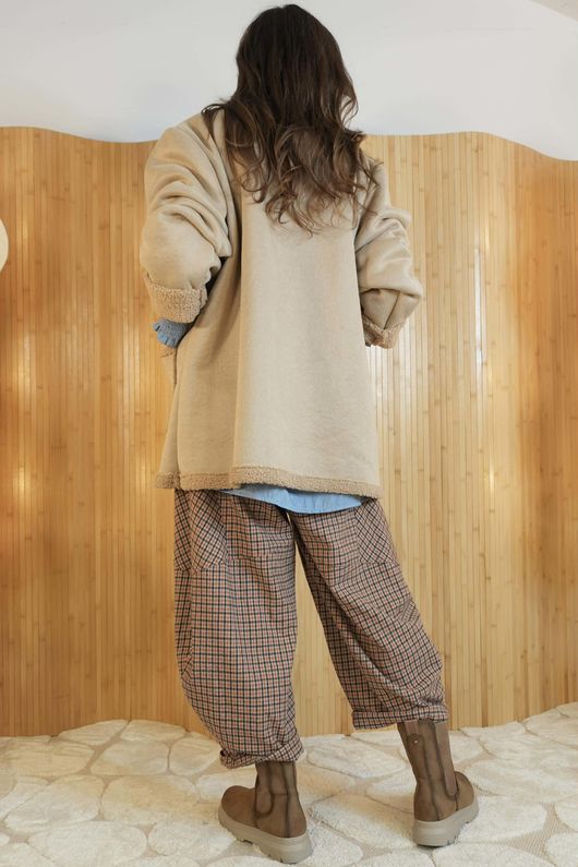 Aviator Oversized Shearling Jacket Stone /12=